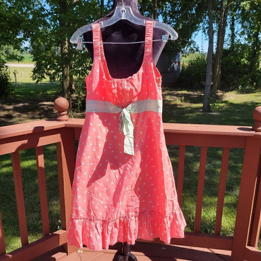 Duck Head Jeans Ladies Summer Tank Floral Sundress sz 9 coral white